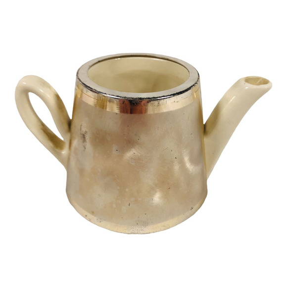 Vintage WMF Ikora MCM Brushed Metal Coated Ceramic Coffee Pot Creamer Silver - Picture 3 of 12